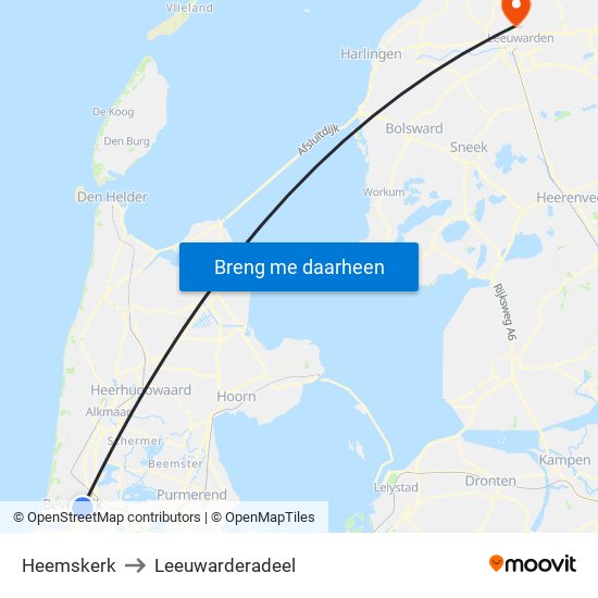 Heemskerk to Leeuwarderadeel map