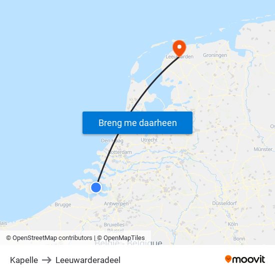 Kapelle to Leeuwarderadeel map