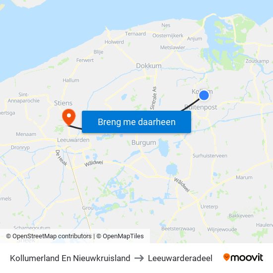 Kollumerland En Nieuwkruisland to Leeuwarderadeel map