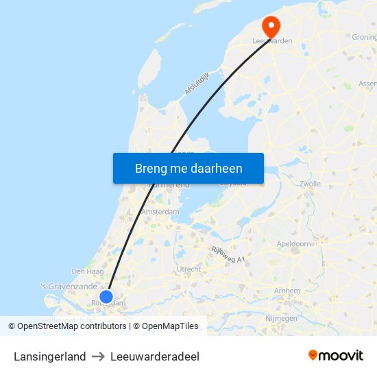 Lansingerland to Leeuwarderadeel map