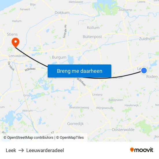 Leek to Leeuwarderadeel map