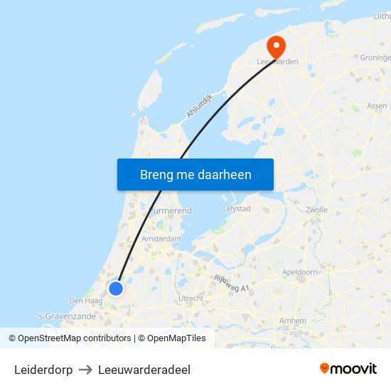 Leiderdorp to Leeuwarderadeel map