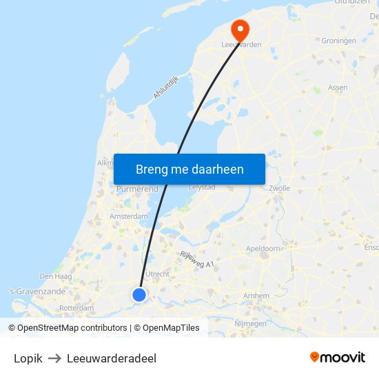 Lopik to Leeuwarderadeel map