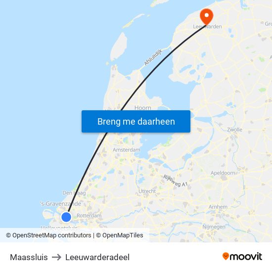 Maassluis to Leeuwarderadeel map