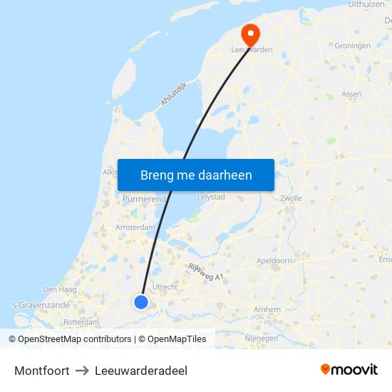 Montfoort to Leeuwarderadeel map