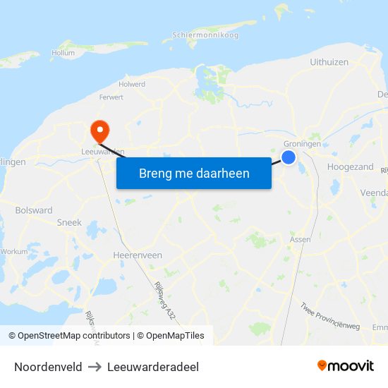 Noordenveld to Leeuwarderadeel map