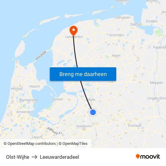Olst-Wijhe to Leeuwarderadeel map