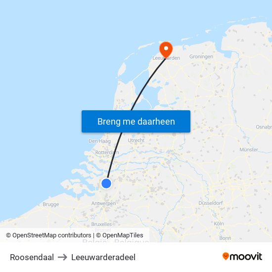 Roosendaal to Leeuwarderadeel map
