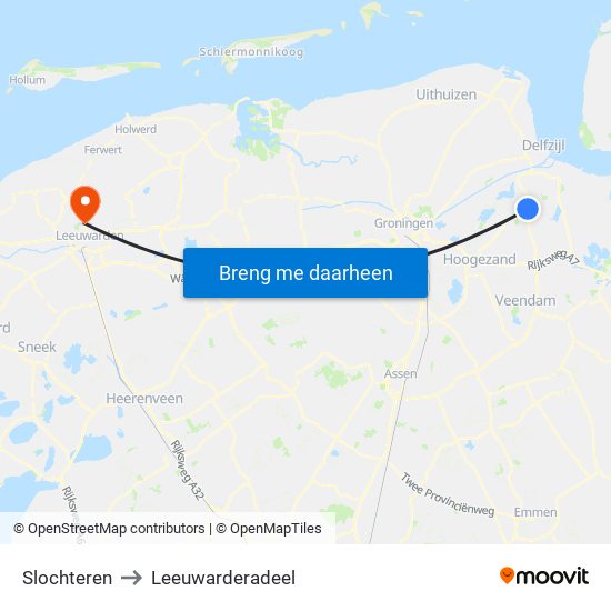 Slochteren to Leeuwarderadeel map