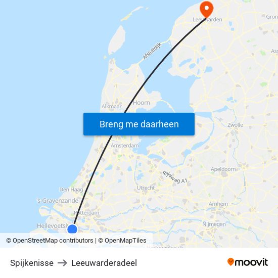 Spijkenisse to Leeuwarderadeel map