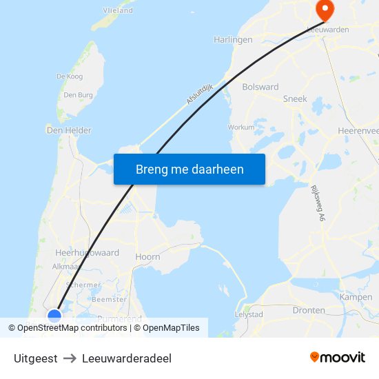 Uitgeest to Leeuwarderadeel map