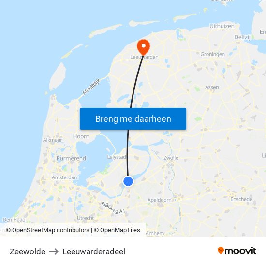 Zeewolde to Leeuwarderadeel map