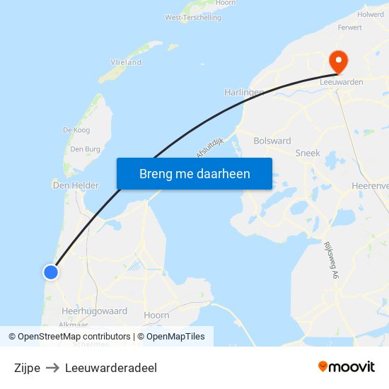 Zijpe to Leeuwarderadeel map