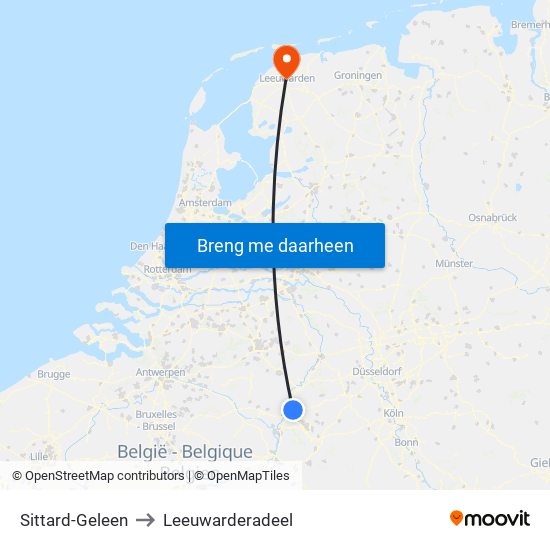 Sittard-Geleen to Leeuwarderadeel map