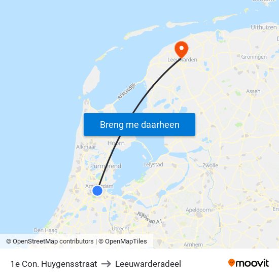 1e Con. Huygensstraat to Leeuwarderadeel map