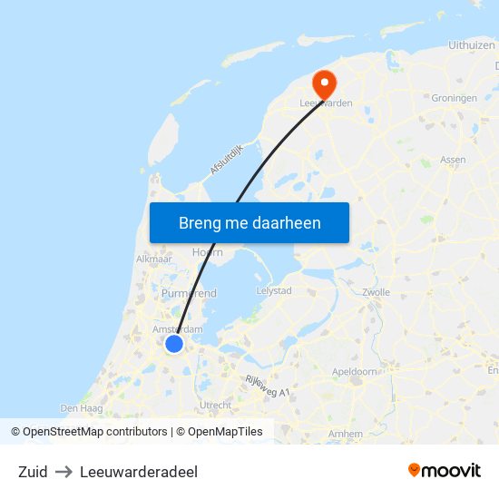 Zuid to Leeuwarderadeel map