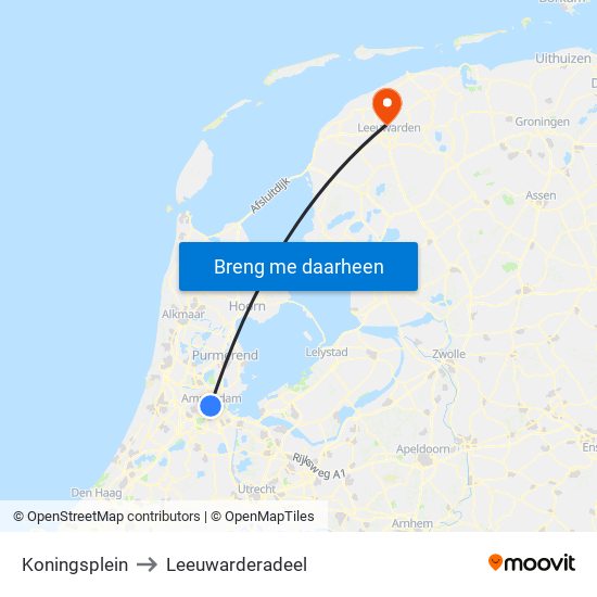 Koningsplein to Leeuwarderadeel map