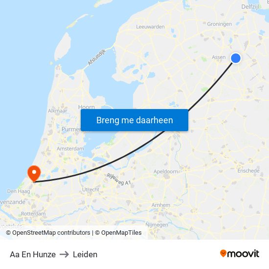 Aa En Hunze to Leiden map