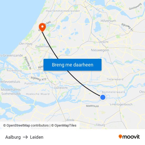 Aalburg to Leiden map