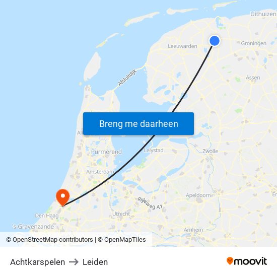 Achtkarspelen to Leiden map