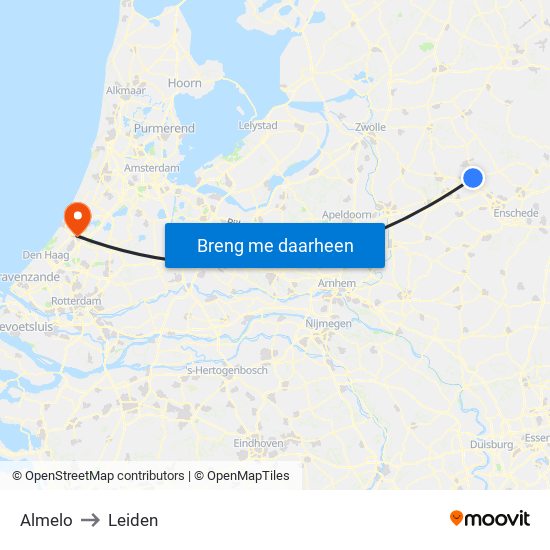 Almelo to Leiden map