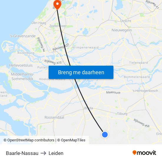 Baarle-Nassau to Leiden map