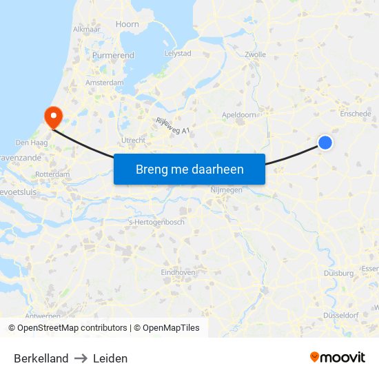 Berkelland to Leiden map