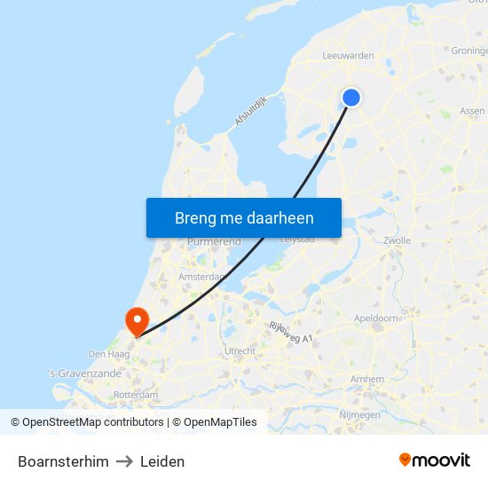 Boarnsterhim to Leiden map