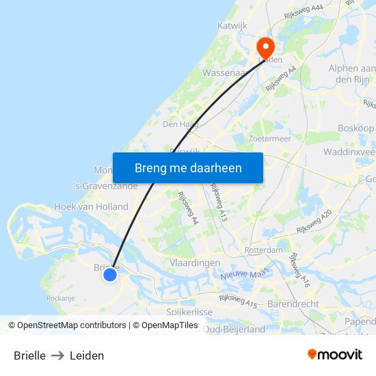 Brielle to Leiden map