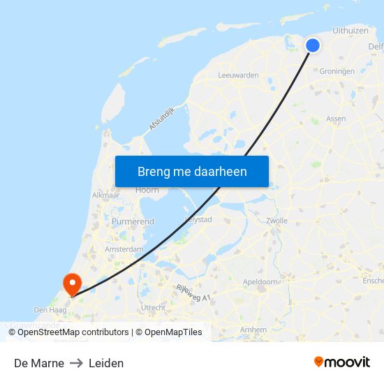 De Marne to Leiden map