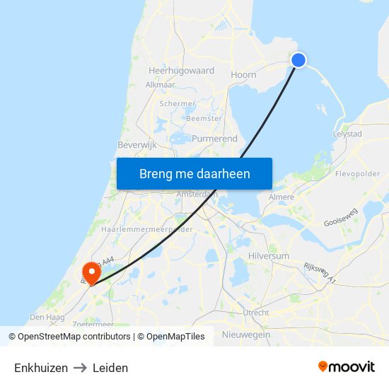 Enkhuizen to Leiden map