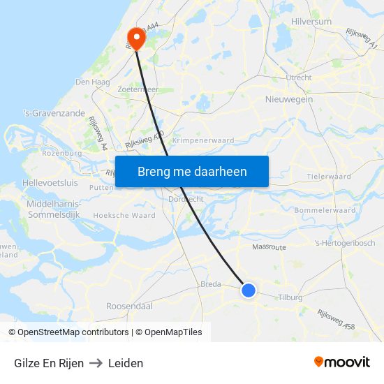 Gilze En Rijen to Leiden map