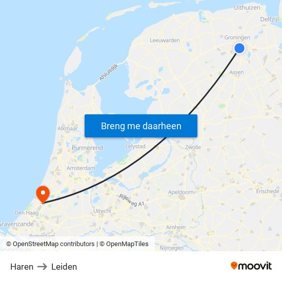 Haren to Leiden map