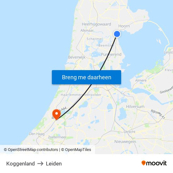 Koggenland to Leiden map