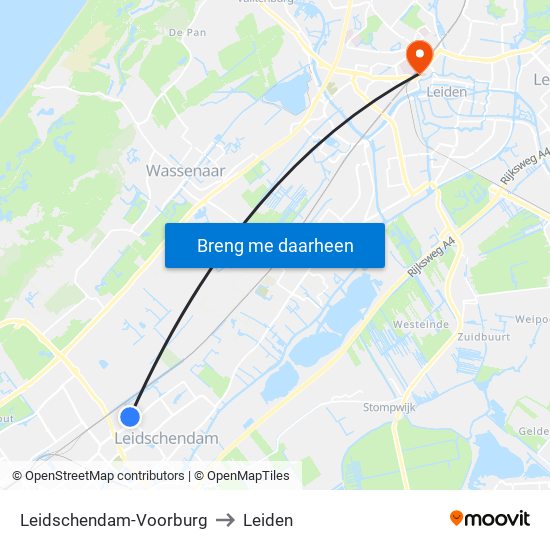 Leidschendam-Voorburg to Leiden map