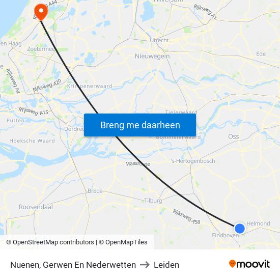 Nuenen, Gerwen En Nederwetten to Leiden map