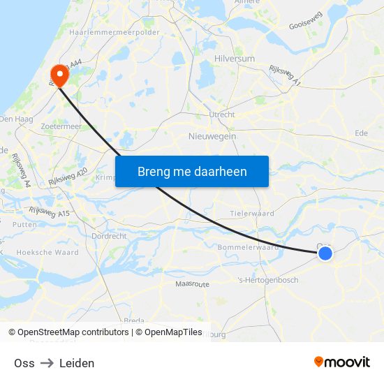 Oss to Leiden map