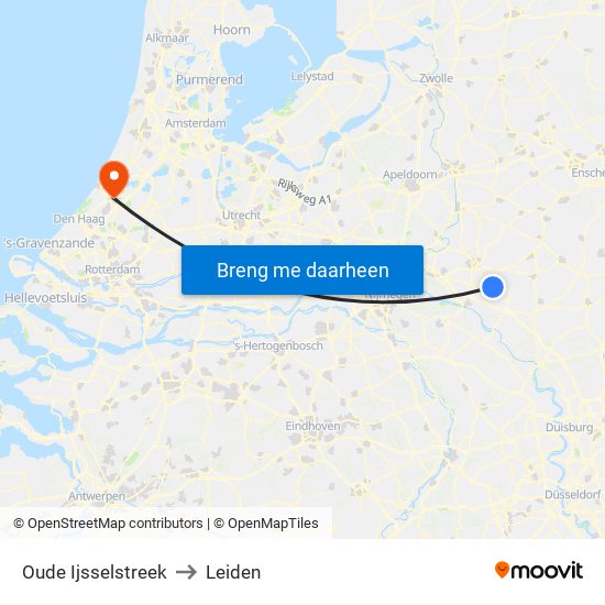 Oude Ijsselstreek to Leiden map