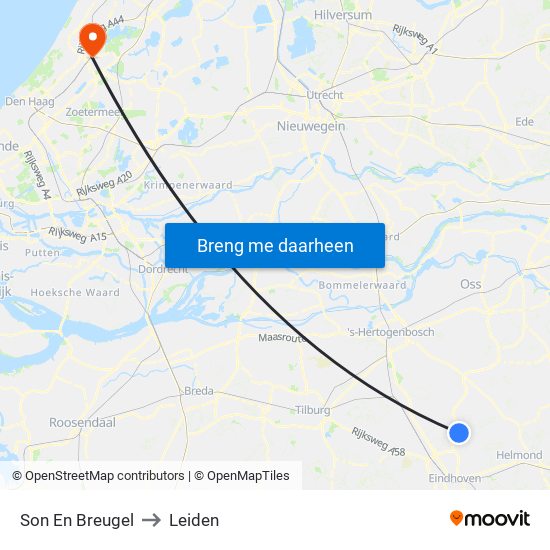 Son En Breugel to Leiden map