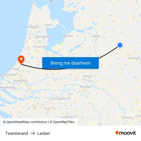 Twenterand to Leiden map