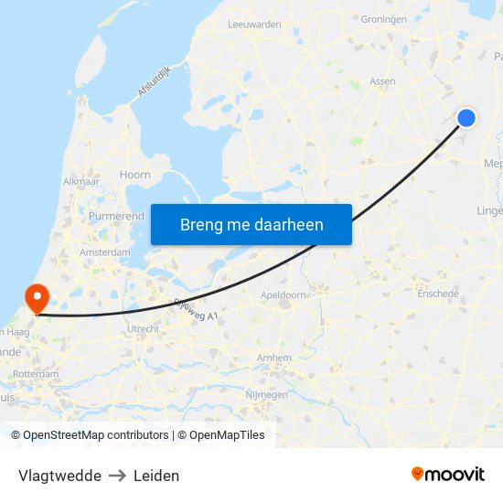 Vlagtwedde to Leiden map