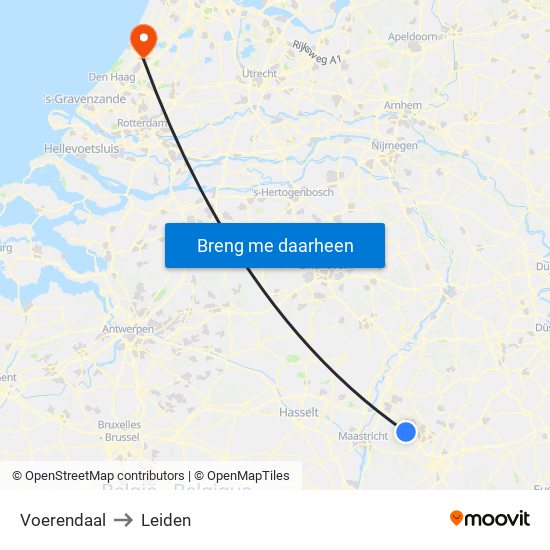 Voerendaal to Leiden map