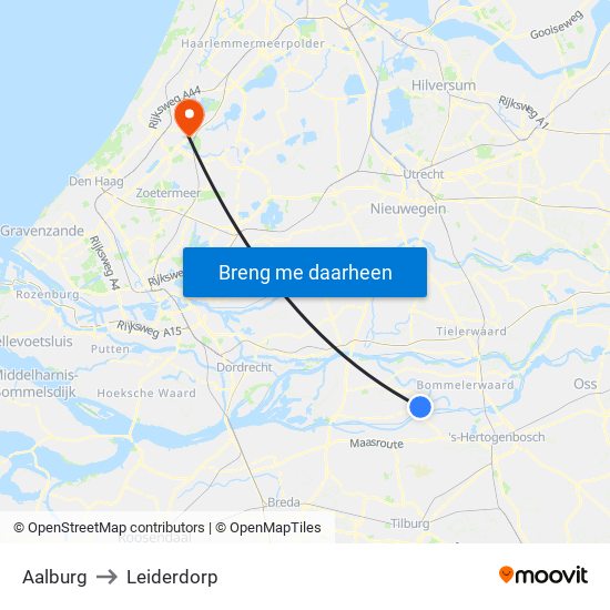Aalburg to Leiderdorp map