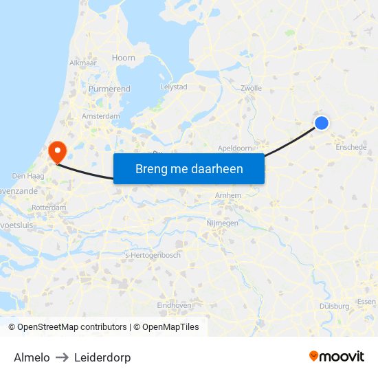 Almelo to Leiderdorp map