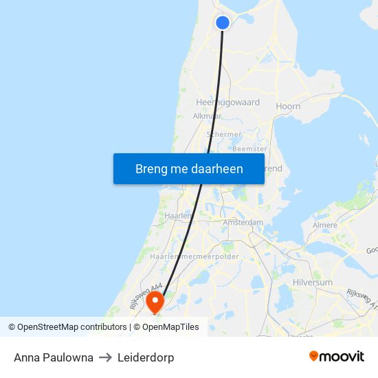 Anna Paulowna to Leiderdorp map