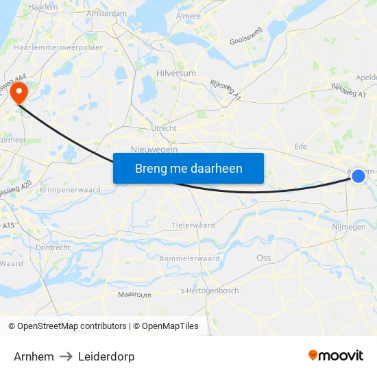 Arnhem to Leiderdorp map
