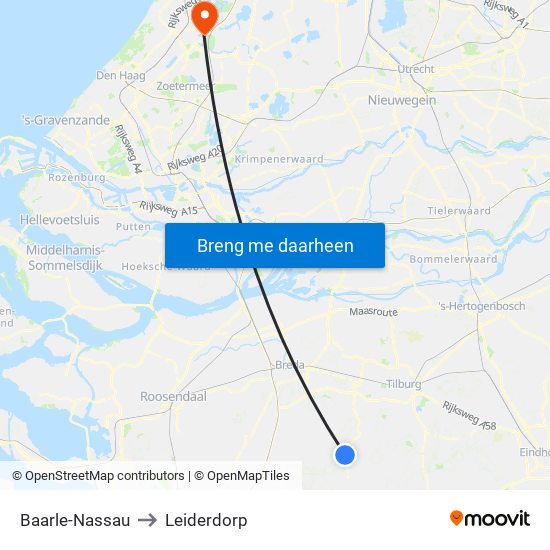 Baarle-Nassau to Leiderdorp map