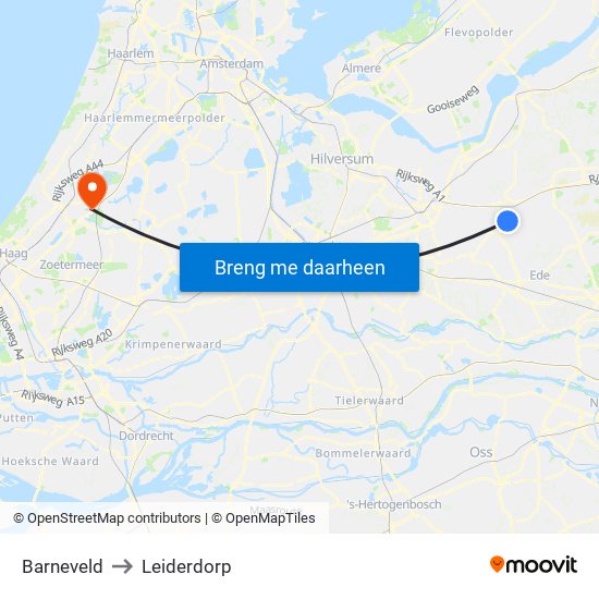 Barneveld to Leiderdorp map