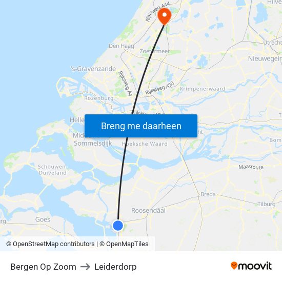 Bergen Op Zoom to Leiderdorp map