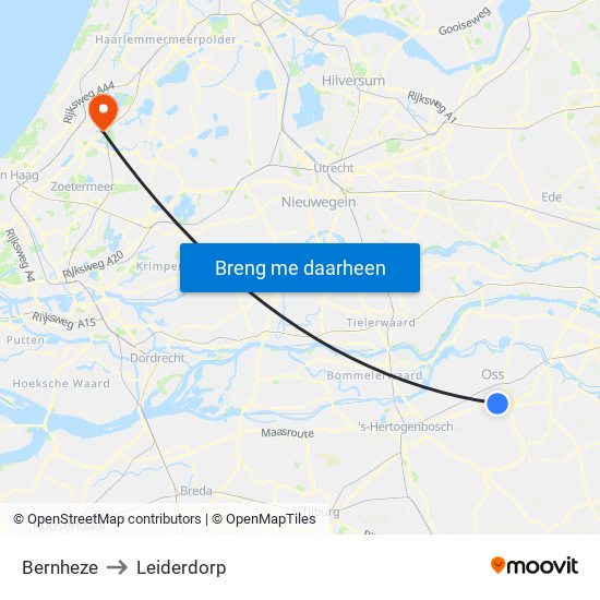Bernheze to Leiderdorp map
